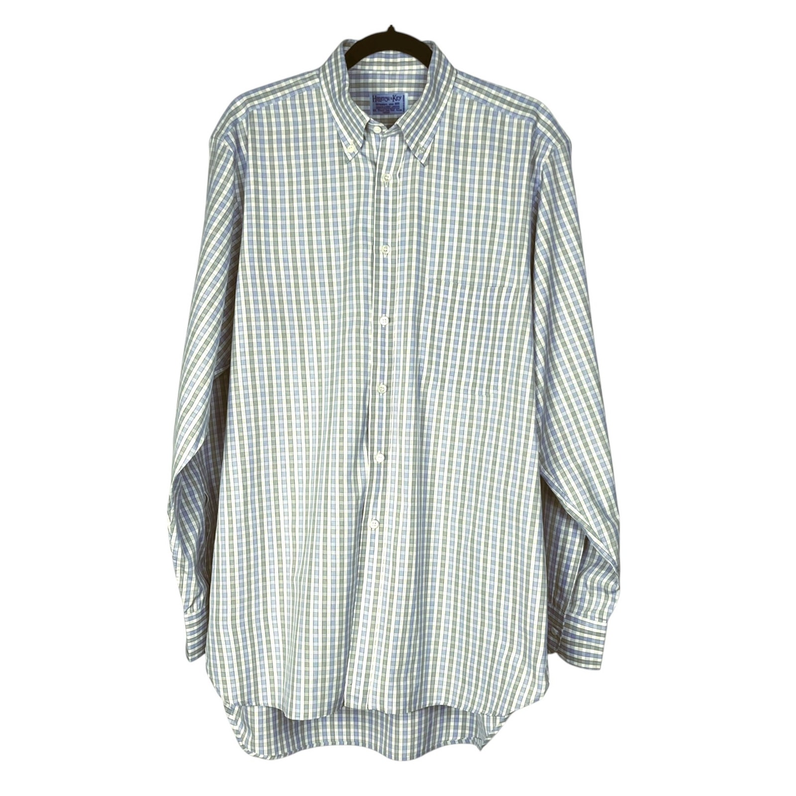 Hilditch & Key Men's 16.5x35 Checked Cotton Long Sleeve Button Down Dress Shirt — image 2 of 6